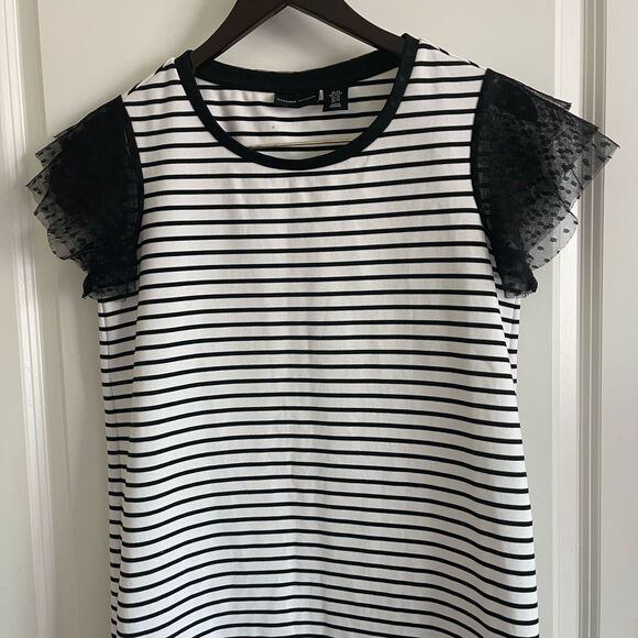 Adrienne Vittadini Women's Dresses Black White Stripe Mini Dress Size XS - Picture 5 of 8